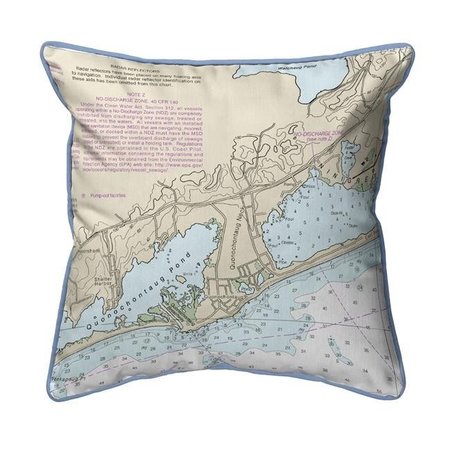 BETSY DRAKE Betsy Drake ZP13215B 22 x 22 in. Block Island Sound - Quonochontaug; RI Nautical Map Extra Large Zippered Indoor & Outdoor Pillow ZP13215B